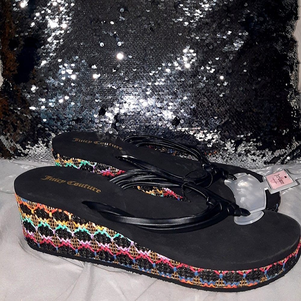 Brand new women's Juicy Couture wedge flip flops